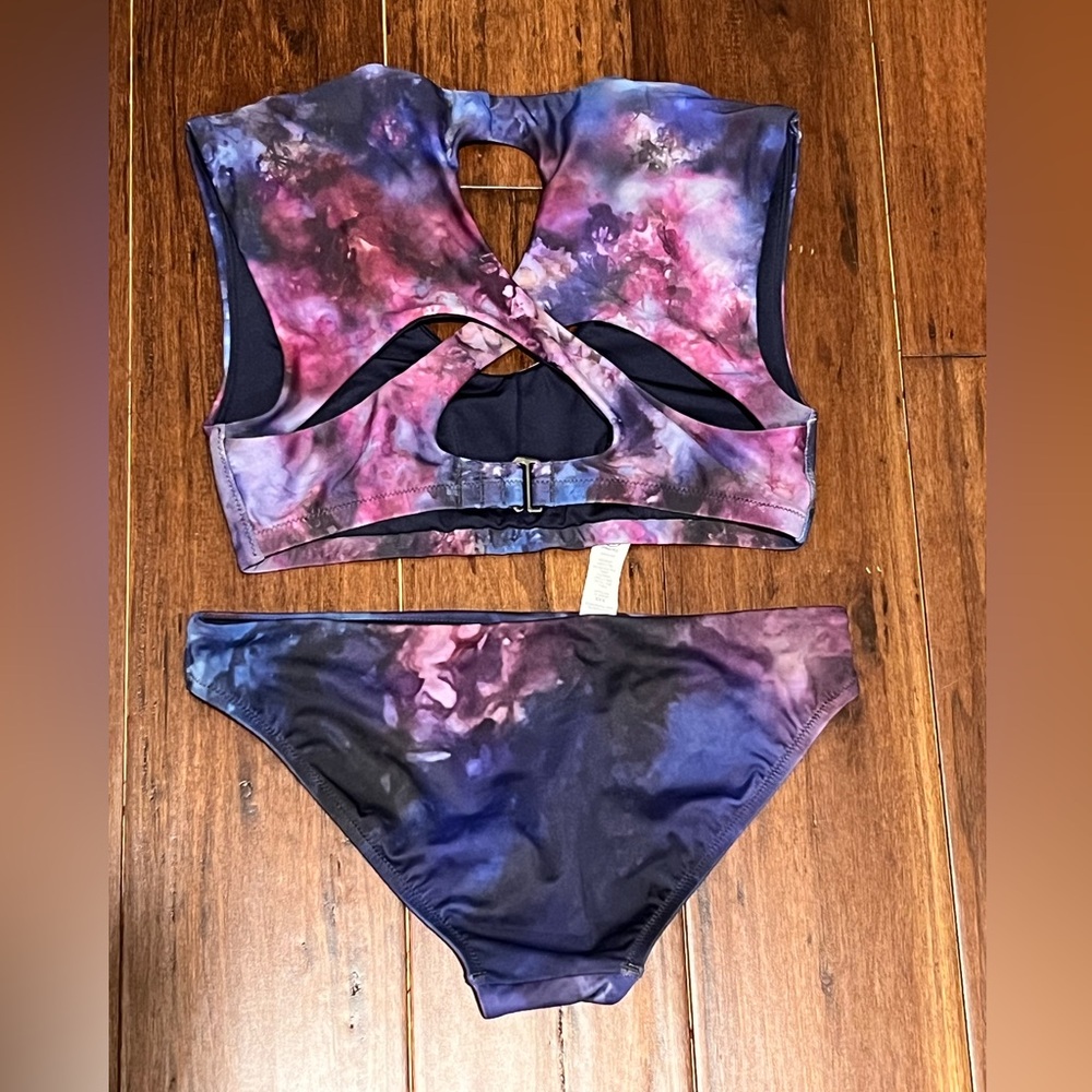 Athleta ABC Supernova Entwined Bikini Set tie dye top crop swimsuit cosmic - Picture 4 of 9
